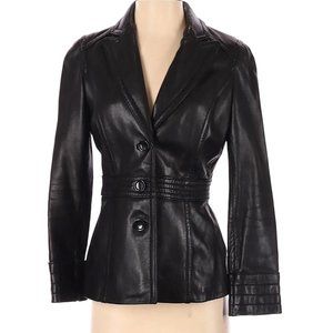 AVANTI GENUINE LEATHER JUCKET BLACK single breasted vintage Y2K size P/S